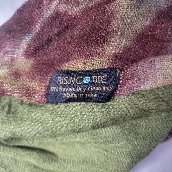 Rising Tide Hand-Dyed Green & Multicolor Rayon Infinity Scarf - Picture 3 of 7